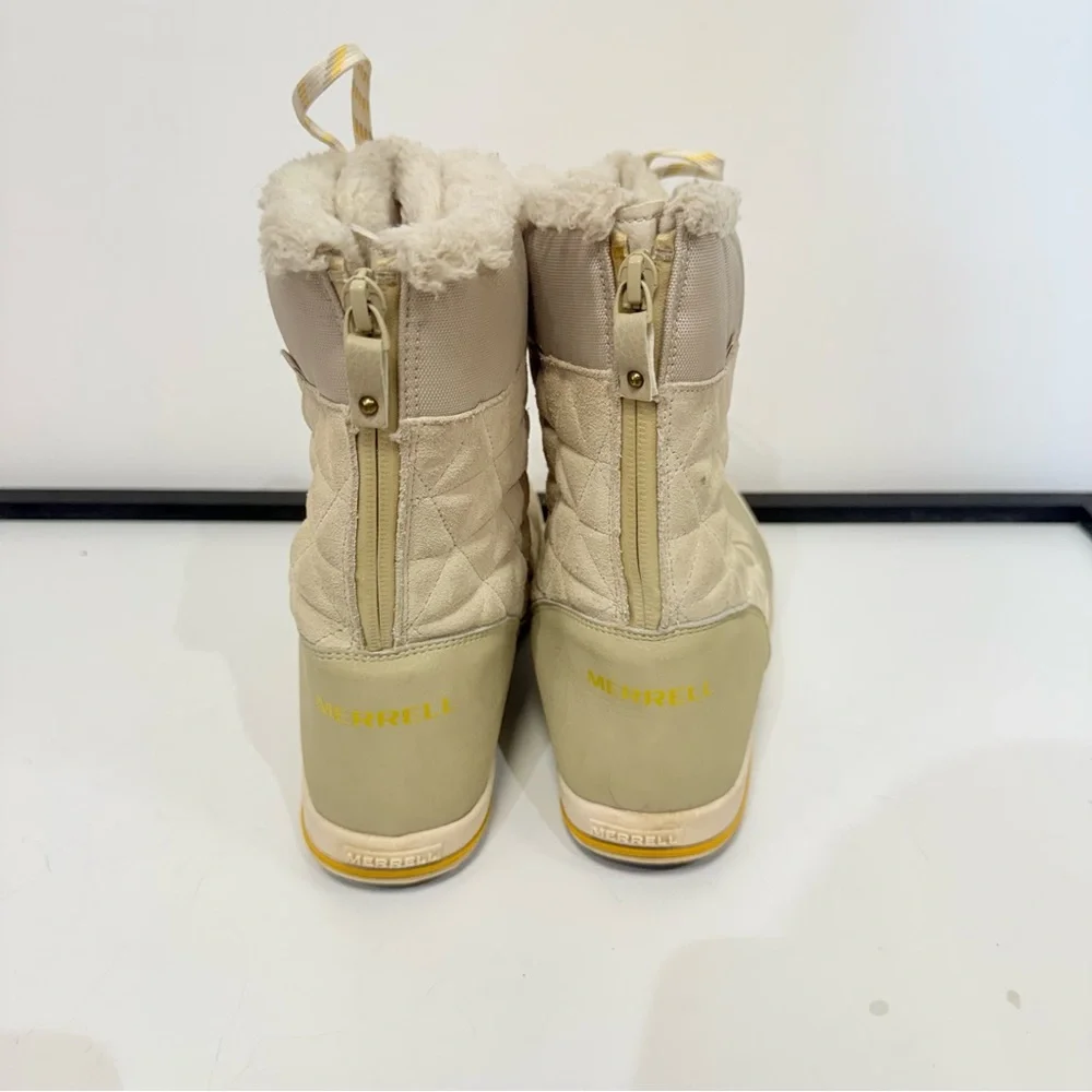 Merrell Heidi Waterproof Snow Boots - Size 7Y (Fits Women 8.5-9) - Cream